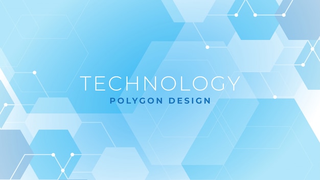 Gradient blue background with white hexagonal shapes
