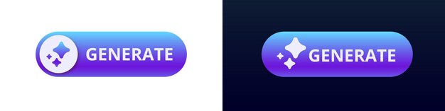 Gradient button design with sparkles and generate text variation for digital interfaces