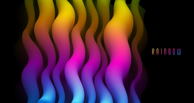 Gradient color 3D fluid shape vector abstract background, dynamic dimensional design element in motion, trendy modern style.