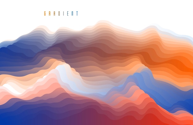 Gradient fluid vector abstract shape, 3D color abstract background in modern trendy style, dynamic design element in motion.