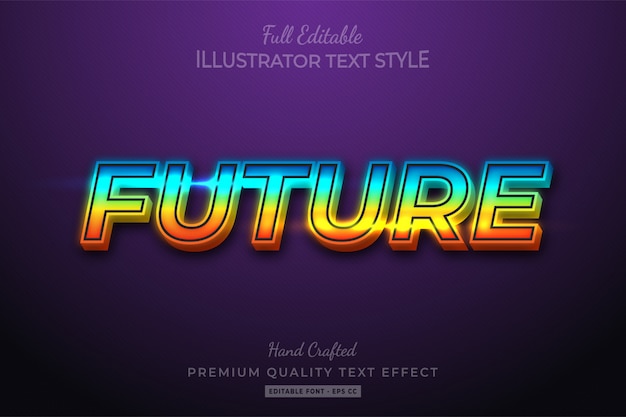 Gradient Future Editable 3D Text Style Effect Premium
