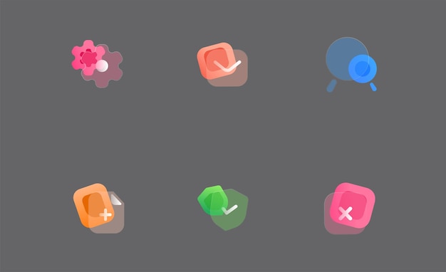 gradient glass morphism element transparent icon set for ui ux, website or mobile interface