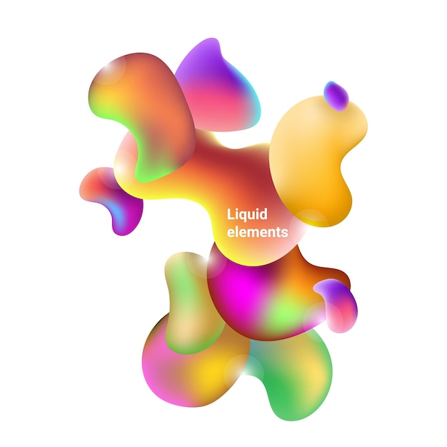 gradient shapes composition abstract 3d liquid elements bright colorful background graphic neon lights modern plastic bubbles multicolor drops trendy art vector design illustration