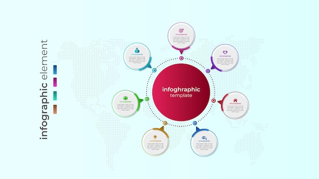 Gradient six step circular business infographic diagram