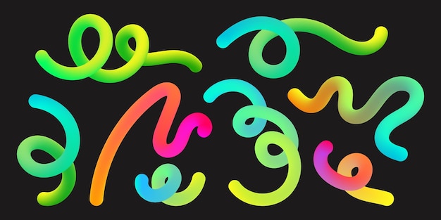 gradient squiggly lines geometric shape colorful swirl elements of rainbow palette fluid spiral
