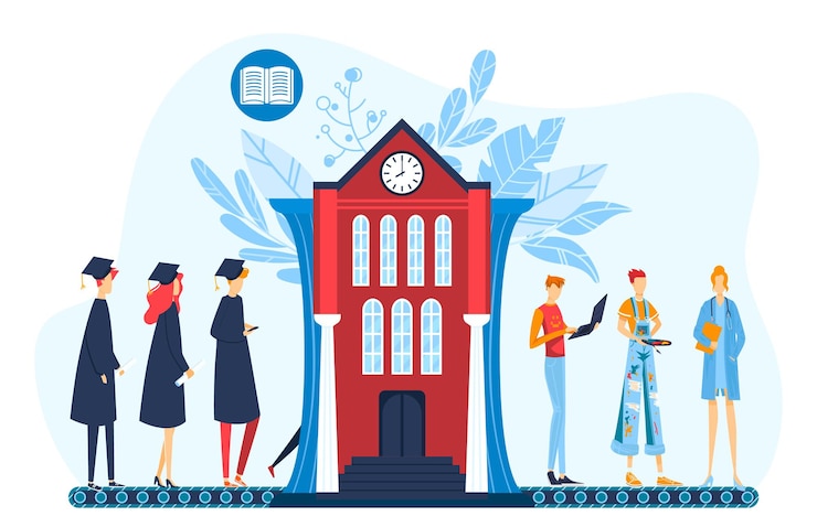 Vektori graduation, professional career concept flat  illustration.