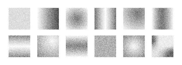 Grainy gradient shape collection Dotwork noise square set