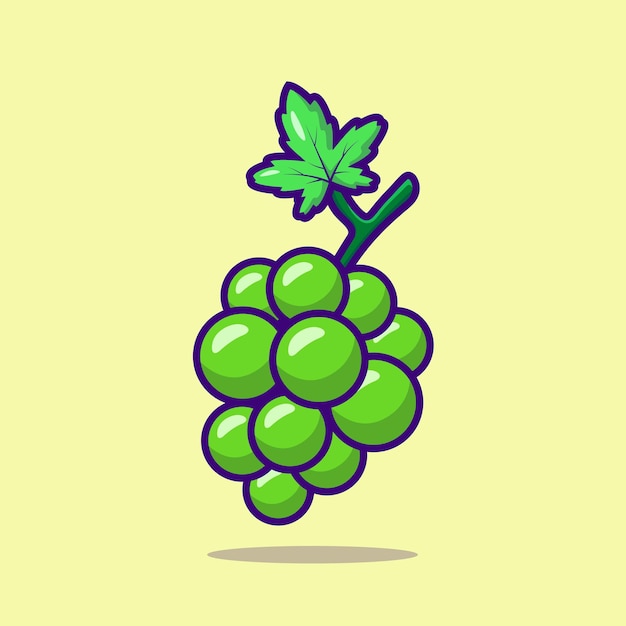 Grape fruit cartoon illustration. green grape. flat cartoon style