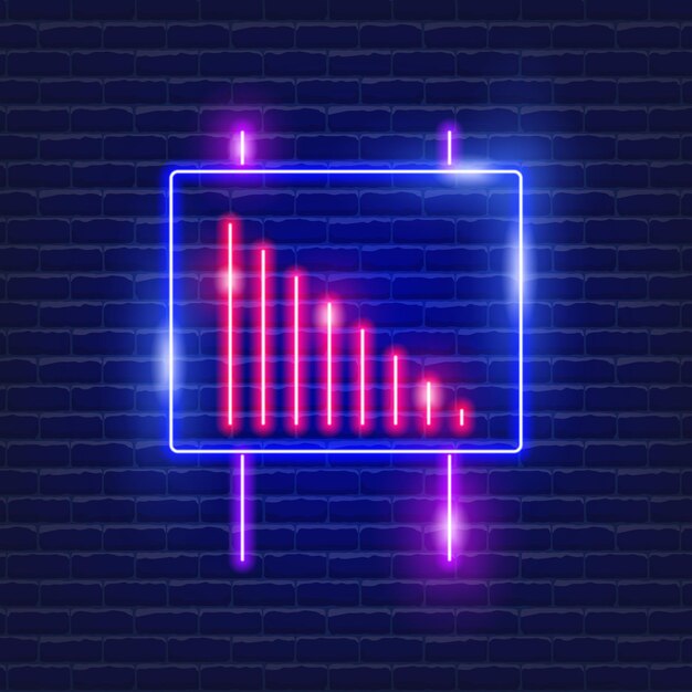 Graph neon icon Vector illustration for design website advertising promotion banner Analysis and statistics concept