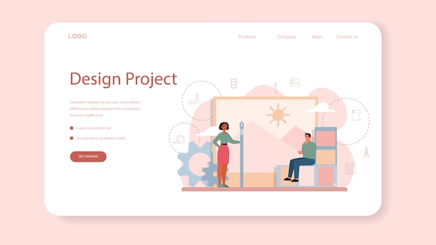 graphic designer or digital illustrator web banner or landing page