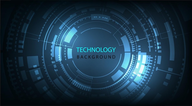 Graphic of futuristic digital technology backgroundDark blue background