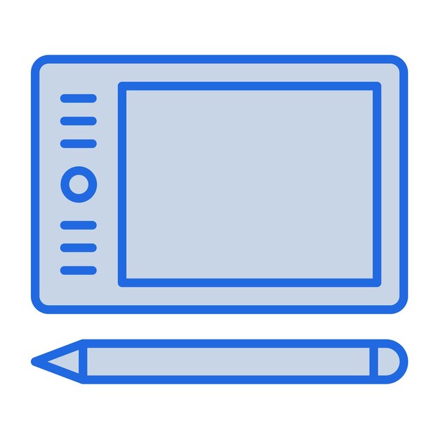 Graphic Tablet Blue Tone Illustration
