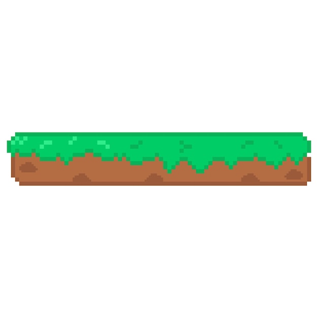 Grass platform for 8bit games Vector icon in pixel art style