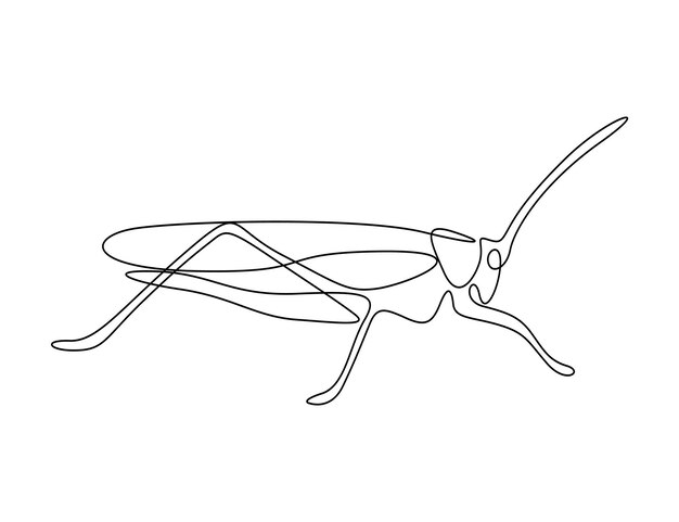 Grasshopper in one continuous line drawing vector illustration