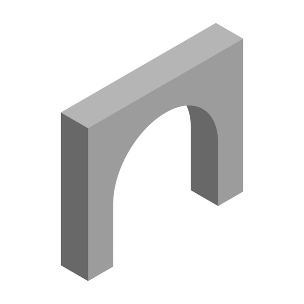 Gray arch icon in isometric 3d style on a white background