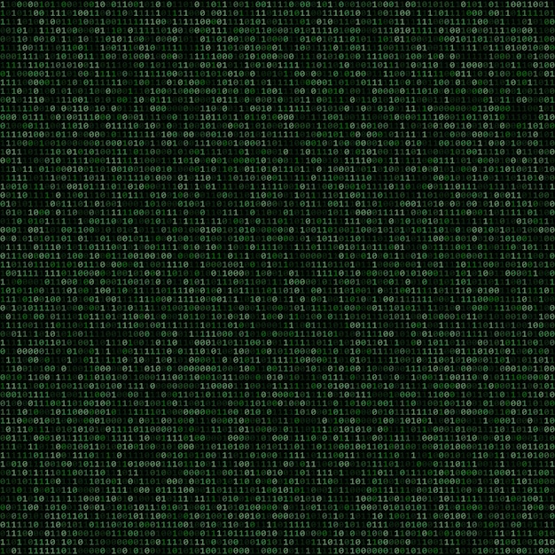 Green abstract technology binary code background with digital data streams Ideal for cybersecurity