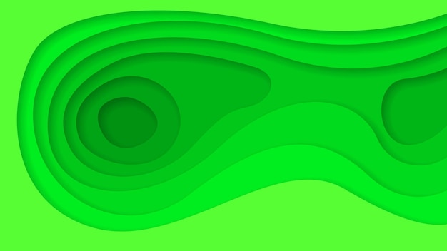 Green Abstract Wavy Paper Cut Background Vector Shadows 3D Smooth Objects Modern Design