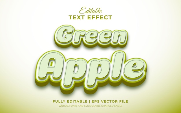 Green apple fruits nature theme 3d editable text effect template