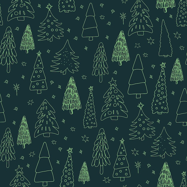 green christmas trees. decorative vector seamless pattern. repeating background. tileable wallpaper