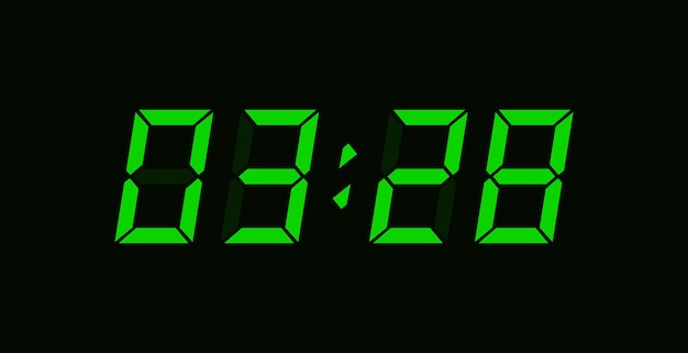 Green editable digit clock Vector digital clock template design