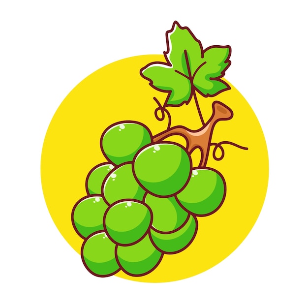 Green Grape cartoon vector illustration Fruit icon concept design Isolated white background