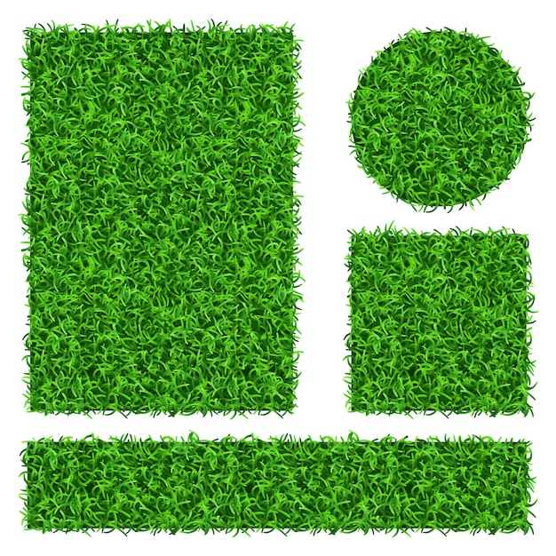 Green grass  banners set. Flora decoration grass plant and nature floral grass