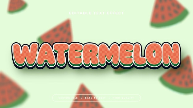 Green red and white watermelon 3d editable text effect font style Fresh fruit juice text style effect