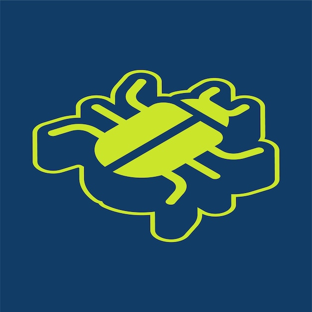 green retro isometric vector bug icon with editable background
