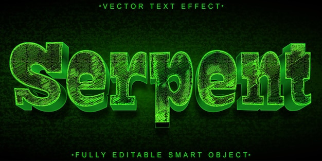 green serpent vector fully editable smart object text effect