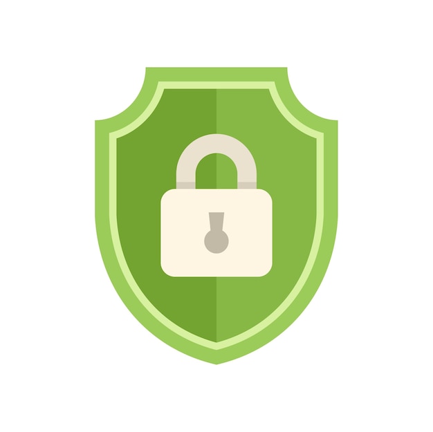 Green shield presenting secure padlock icon for data protection