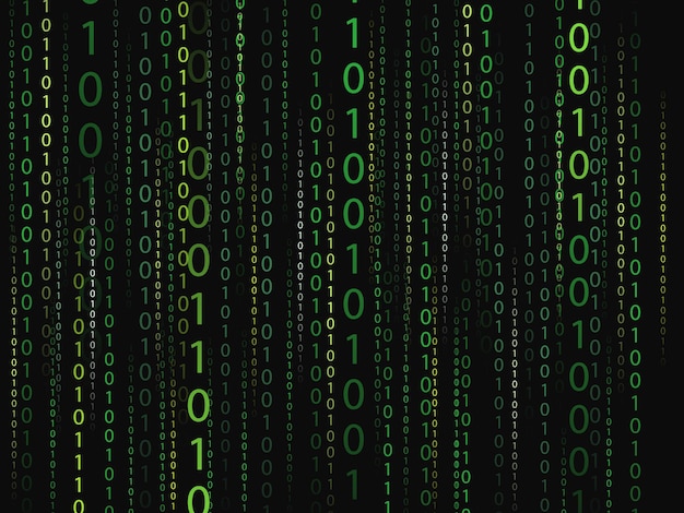 Green stream on binary codes on black background
