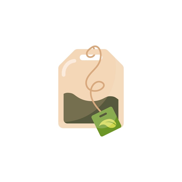 green tagged teabags with string vector icon tea bag icon for apps and web