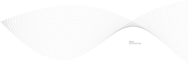 Grey airy particles flow vector design abstract background with wave of flowing dots array digital futuristic illustration nano technology theme
