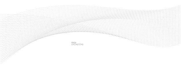 Grey airy particles flow vector design abstract background with wave of flowing dots array digital futuristic illustration nano technology theme