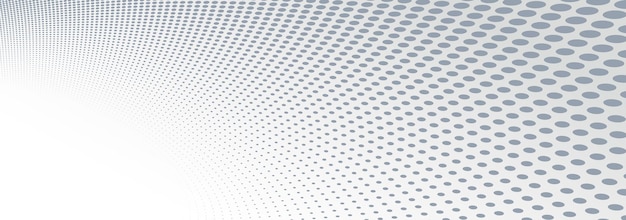 Grey dots in 3D perspective vector abstract background dotted pattern cool design wave stream of science technology or business blank template for ads
