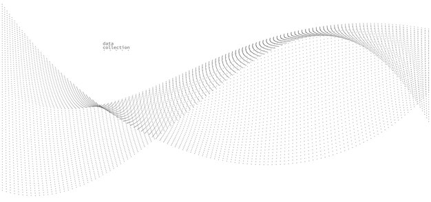 Grey dots in motion vector abstract background particles array wavy flow curve lines of points in movement technology and science illustration