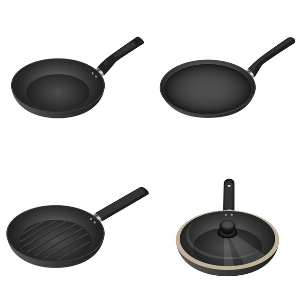Griddle icon set, isometric style