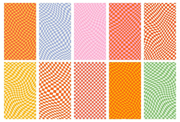 Groovy retro pattern background in psychedelic checkered chessboard 60s 70s hippie y2k funky