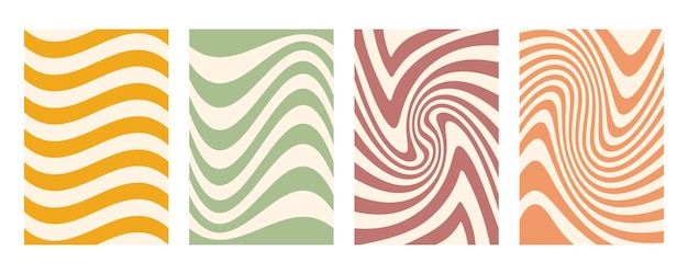 groovy wave stripe set hand drawn groovy hippie backgrounds distorted uneven stripes warped streaks