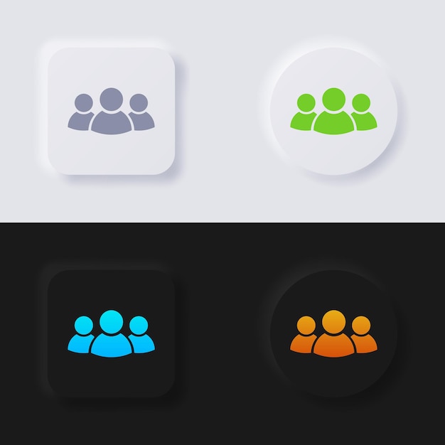 group of people icon set multicolor neumorphism button soft ui design for web design application ui and more button vector
