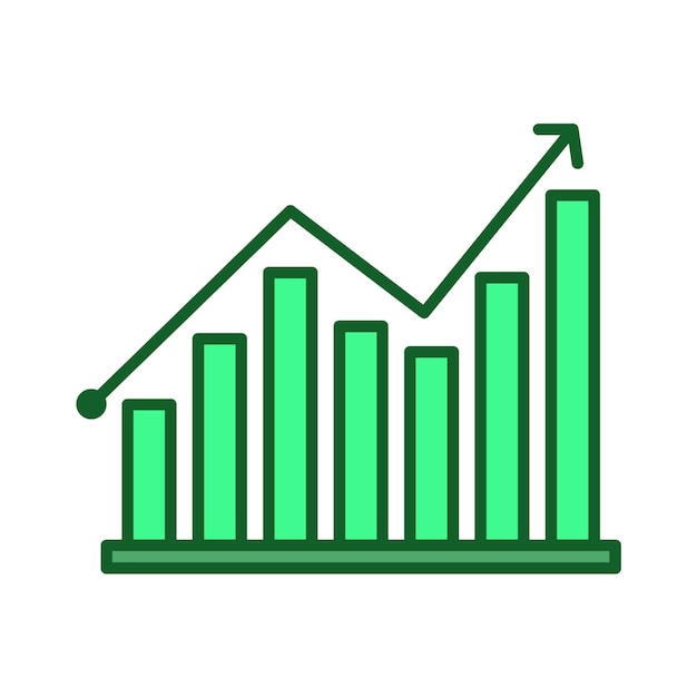 Growth Chart And Green Bars With Arrow Pointing Upward