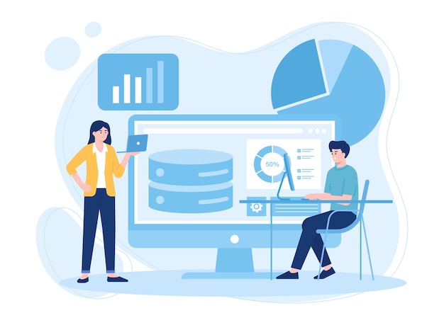 growth data analysis colleague concept flat illustration