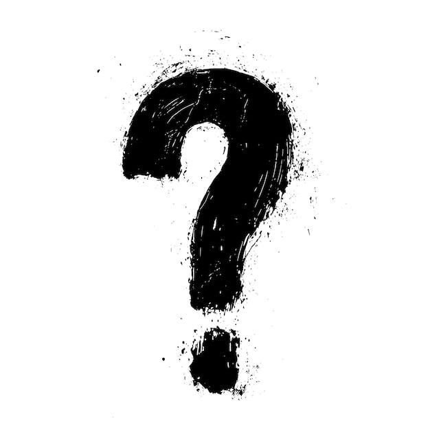 Grunge Style HandDrawn Question Marks with Brush Stroke Texture