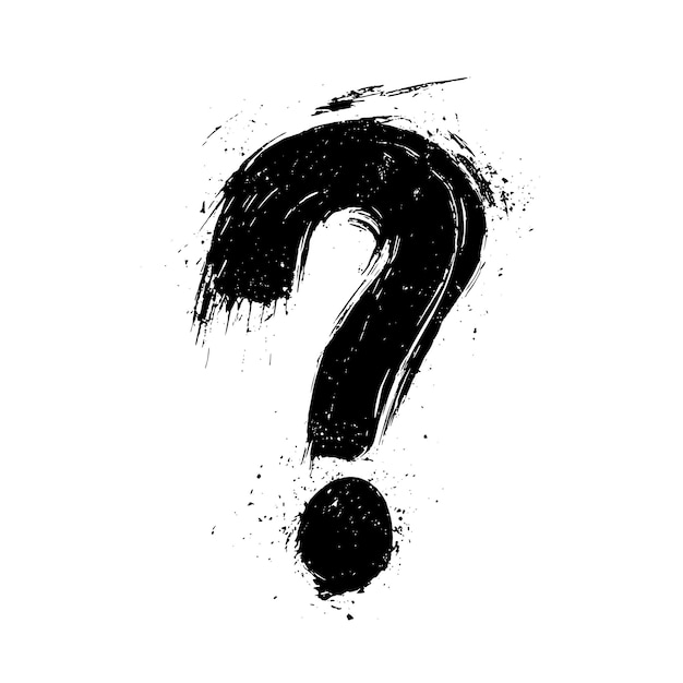 Grunge Style HandDrawn Question Marks with Brush Stroke Texture