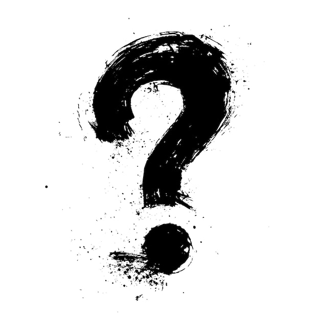 Grunge Style HandDrawn Question Marks with Brush Stroke Texture