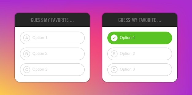 Guess my favorite sticker frame Story quiz template vector