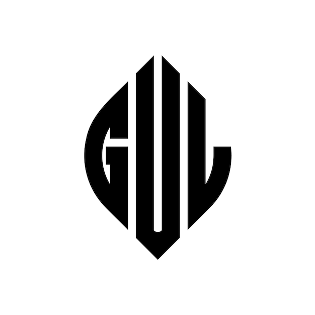 GUL circle letter logo design with circle and ellipse shape GUL ellipse letters with typographic style The three initials form a circle logo GUL Circle Emblem Abstract Monogram Letter Mark Vector