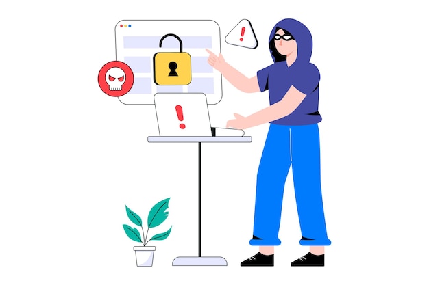 Hacker Flat Style Design Vector illustration. Stock illustration