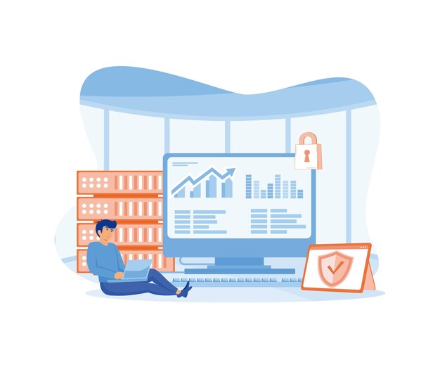 Hacker Hacker attack and web security flat vector modern illustration
