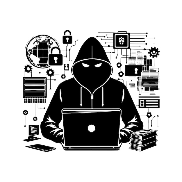 hacker silhouette vector illustration